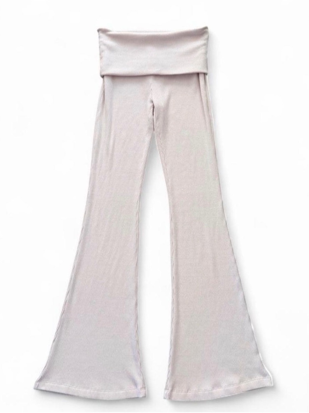 BP Nordstrom Ribbed Fold-Over Waist Flare Leggings - Pale Pink